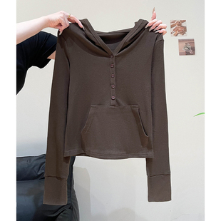 女童长袖T恤春装2026新款儿童连帽卫衣打底衫春秋初中生休闲上衣