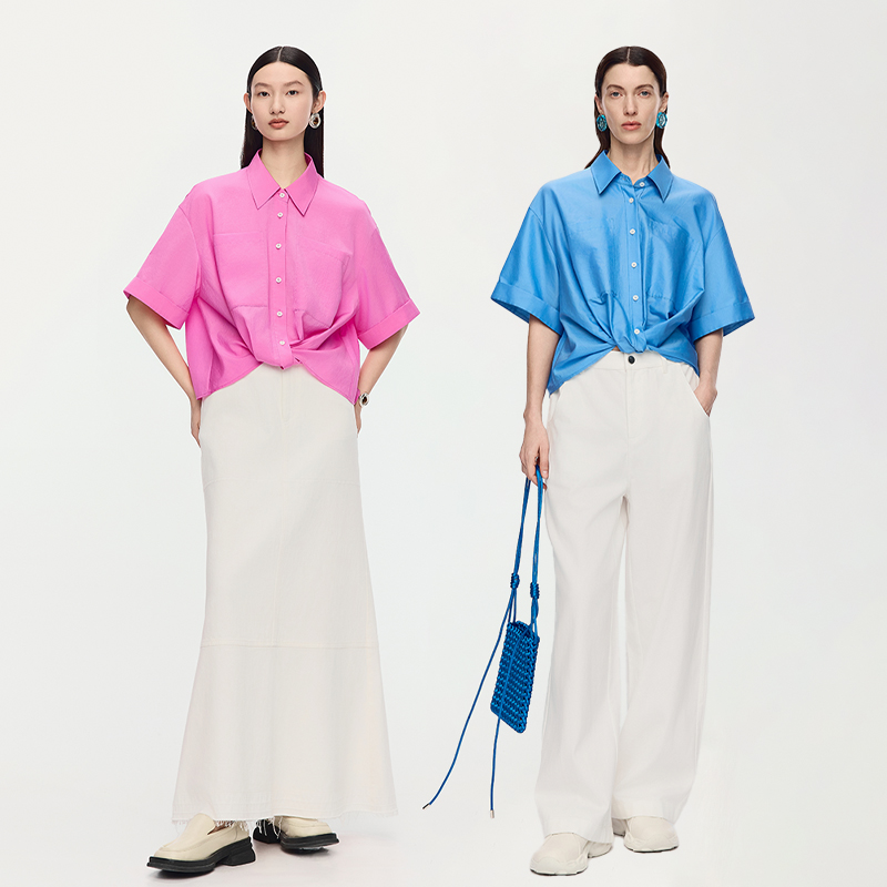 【商场同款】AUM噢姆2025年夏季新款艺术扭结结构套头衬衫上衣女