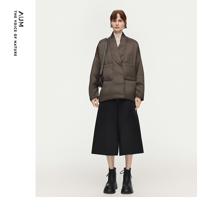 【双面穿羽绒服】AUM噢姆2025年冬季新款隐形吸扣鹅绒短款羽绒服