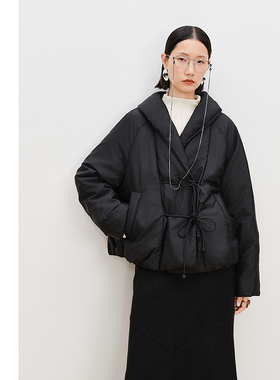 【商场同款】AUM噢姆春季黑色微光工装风鹅绒羽绒服夹克外套女款