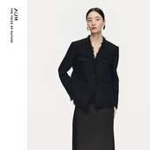 气质格纹花呢黑色小香风外套 新款 大秀同款 AUM噢姆2025年冬季