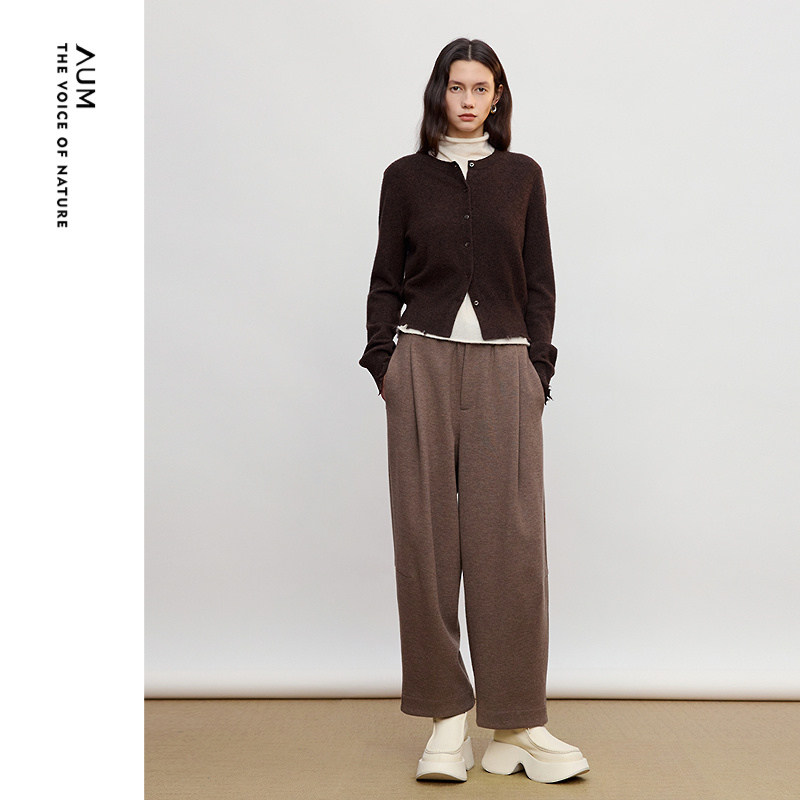 【商场同款】AUM噢姆2026年春季新款毛棉轻肌理针织呢宽松阔腿裤,女装/女士精品,休闲裤,淘宝优惠券,粉丝福利购,淘宝优惠卷
