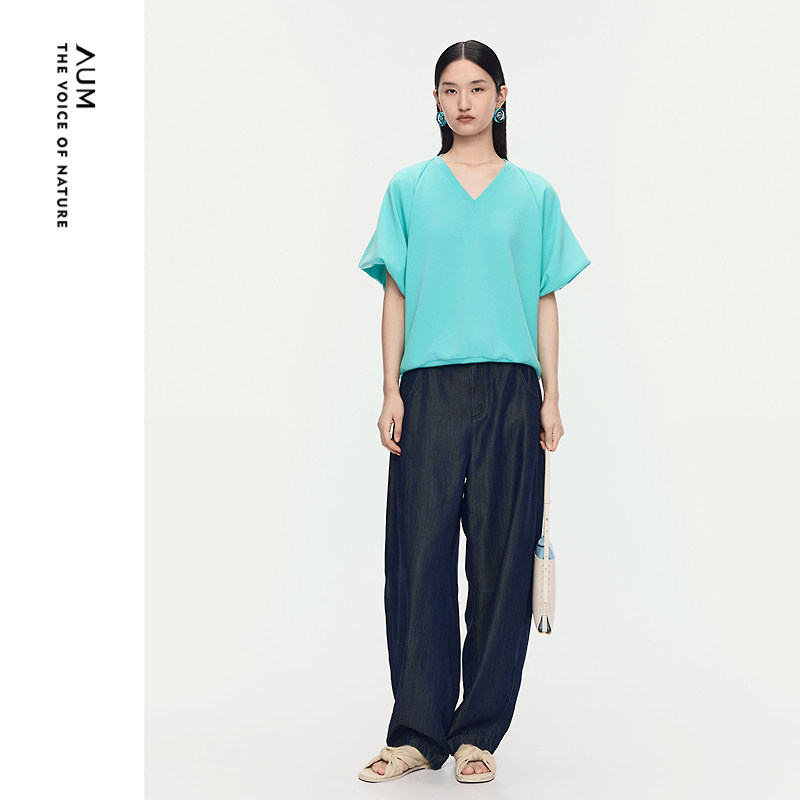 【商场同款】AUM噢姆2025年秋季新款莱赛尔直筒阔腿牛仔裤长裤女,女装/女士精品,休闲裤,淘宝优惠券,粉丝福利购,淘宝优惠卷