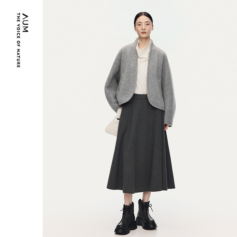 【商场同款】AUM噢姆2025年冬季新款羊毛双面呢廓形短款宽松外套,女装/女士精品,短外套,淘宝优惠券,粉丝福利购,淘宝优惠卷