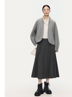 【商场同款】AUM噢姆2025年冬季新款羊毛双面呢廓形短款宽松外套