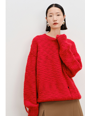 【新年系列】AUM噢姆春季休闲圆领镂空破洞羊毛针织套头衫上衣女