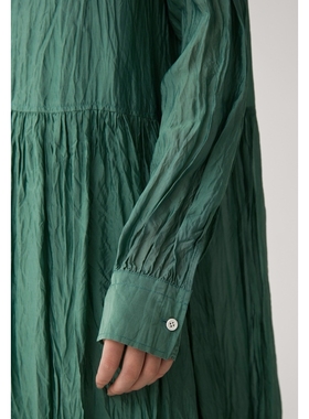 【法式茶歇裙】AUM噢姆春装绿色娃娃裙女肌理感中长连衣裙