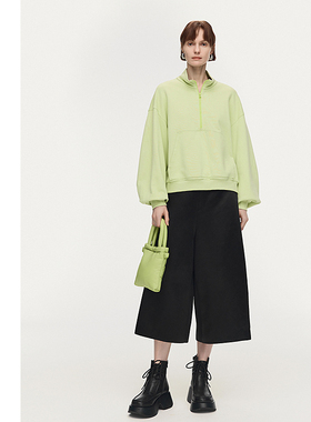 【天猫臻选】AUM噢姆2026年春季新款棉感半开拉链小立领套头上衣