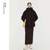 天猫臻选 AUM噢姆2025年冬季 新款 宽松连帽中长款 丝绒羽绒服女