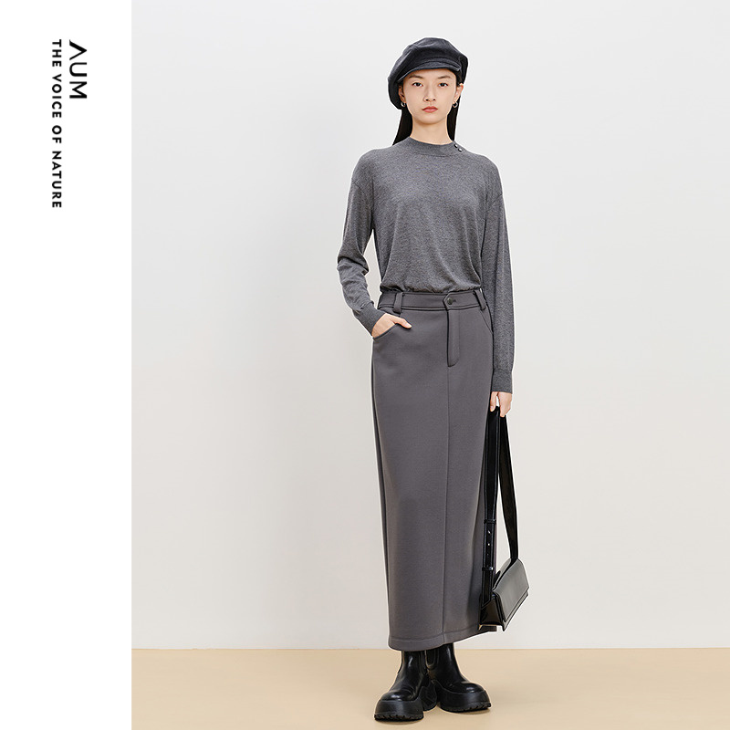 【商场同款】AUM噢姆冬季休闲宽松半高领轻薄针织衫长袖上衣女款