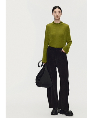 【天猫臻选】AUM噢姆2025年冬季新款柔光绒纱高领坑条休闲打底衫