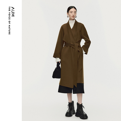 【天猫臻选】AUM噢姆2025年冬季新款长款双面呢极简廓形大衣外套