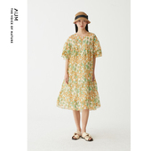 新款 AUM噢姆2025年夏季 桑蚕丝艺术印花娃娃连衣裙长裙 FaFa裙