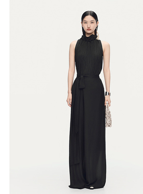 【商场同款】AUM噢姆2025年秋季新款系带宽松阔腿裤休闲黑色长裤