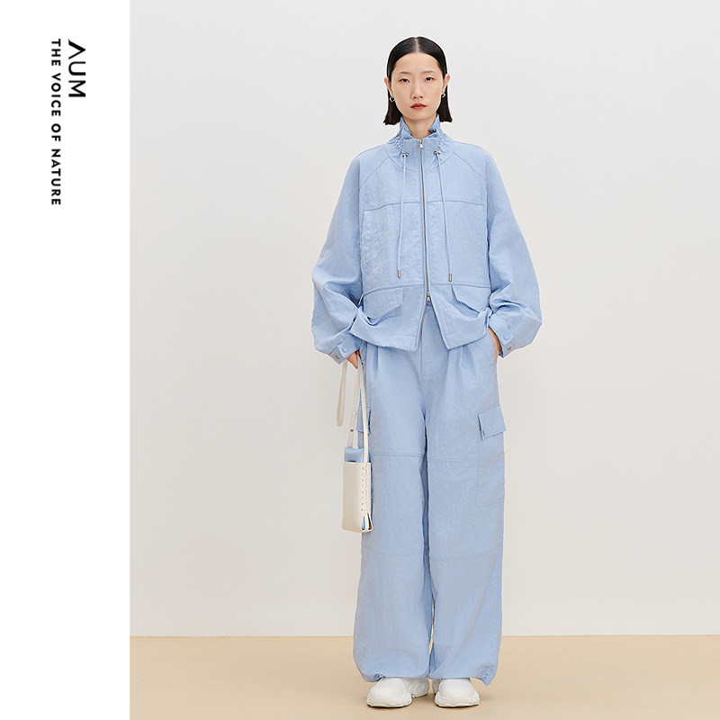 【轻松套装】AUM噢姆春季抽绳立领短款夹克工装外套休闲裤长裤女,女装/女士精品,时尚套装,淘宝优惠券,粉丝福利购,淘宝优惠卷