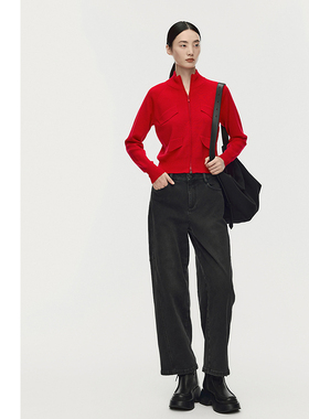 【天猫臻选】AUM噢姆2025年冬季新款复古磨毛设计茧型加绒牛仔裤