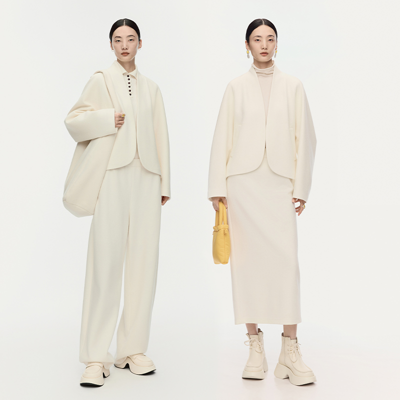 【大秀同款】AUM噢姆2025年冬季新款毛棉轻肌理针织外套长裤半裙