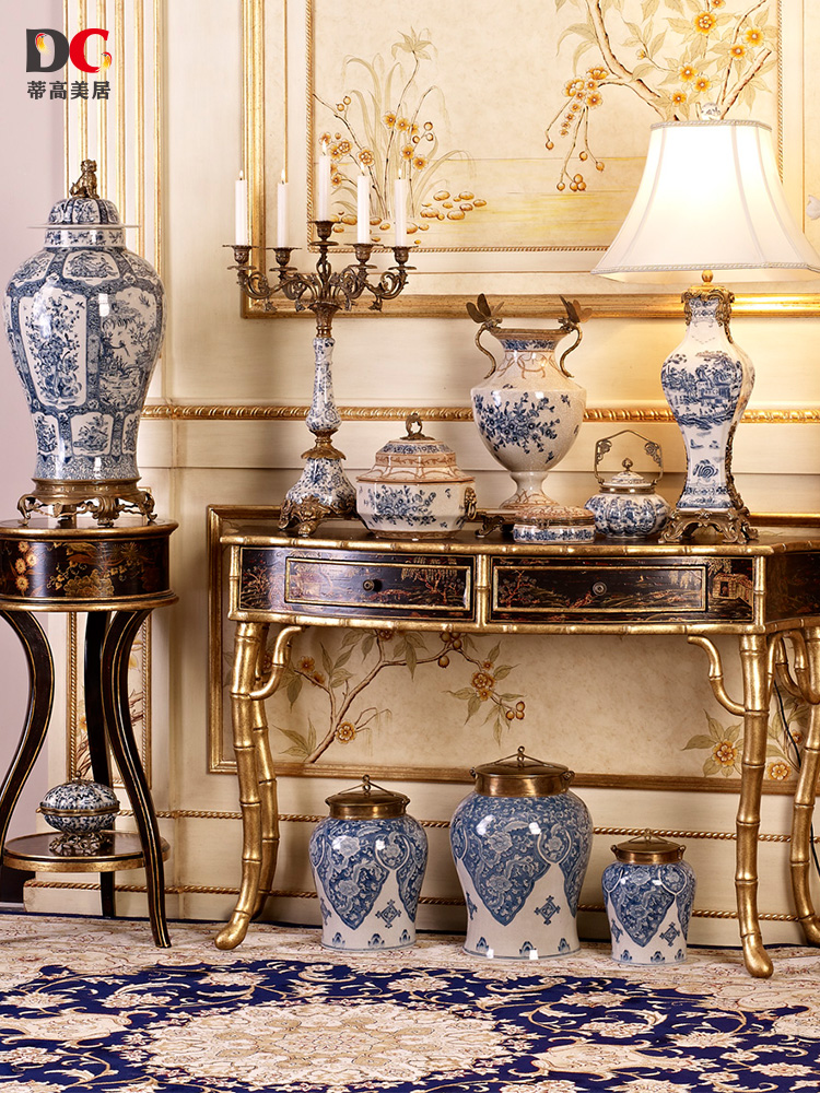 蒂高美居 美式玄关柜别墅豪宅奢华通道走廊长柜子手工雕花