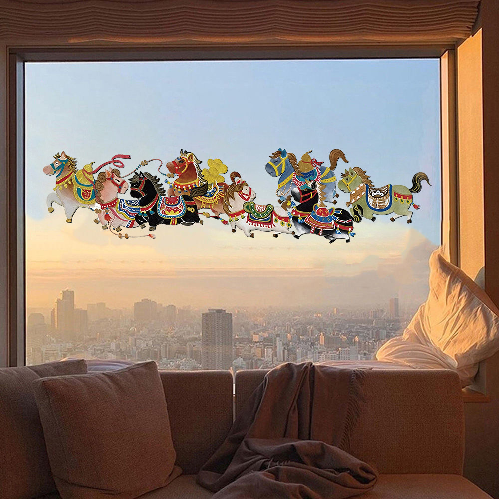 2026马年春节装饰静电贴窗花新年玻璃门贴纸过年氛围布置贴画窗贴,家居饰品,软装墙贴,淘宝优惠券,粉丝福利购,淘宝优惠卷