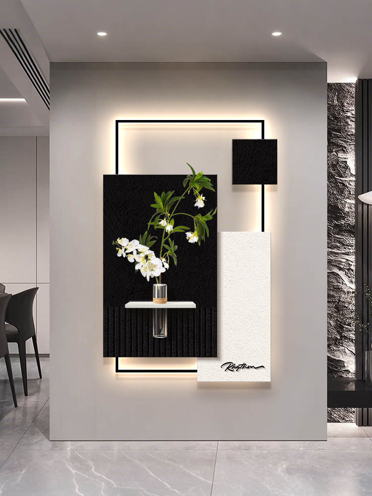 轻奢2025新款玄关带灯装饰画沙发背景墙高级感挂画走廊过道壁画