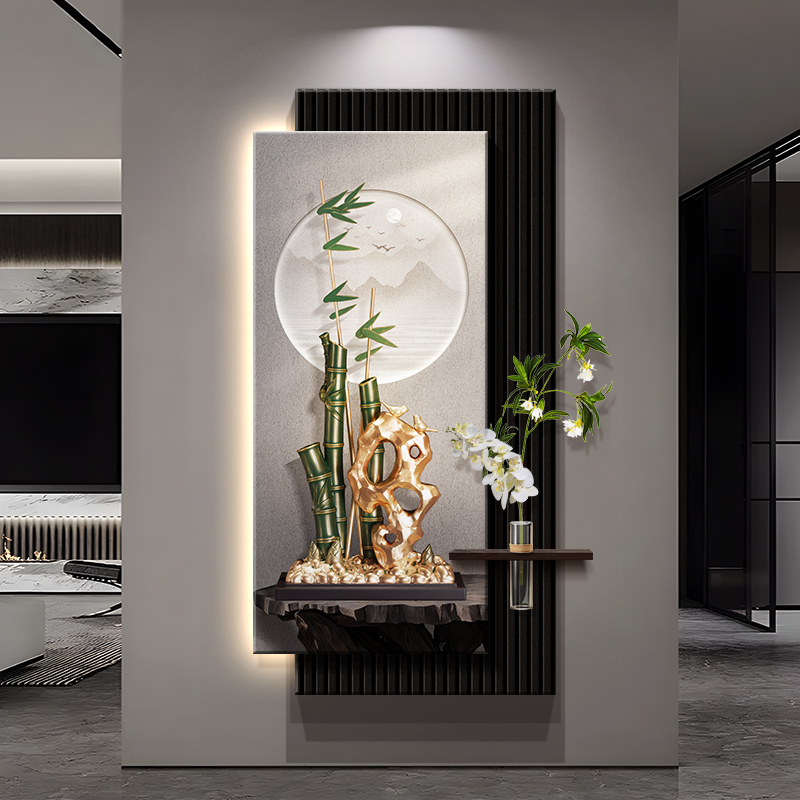 节节高升2025新款玄关装饰画入户正对门氛围带灯挂画走廊过道壁画
