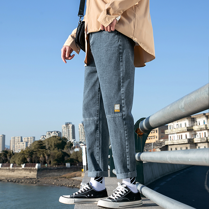 Light color straight jeans men's fashion brand early spring loose casual Korean fashion new autumn and winter versatile wide leg pants