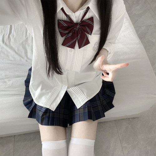 原创JK制服学院风JK衬衫风琴褶女