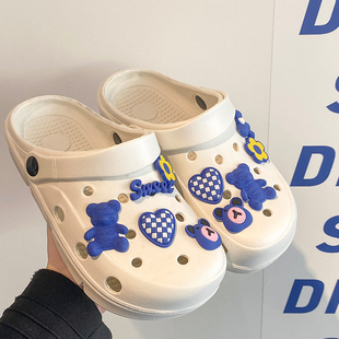 女款洞洞鞋情侣可爱百搭外穿防滑网红包头沙滩鞋海边凉拖鞋男夏天