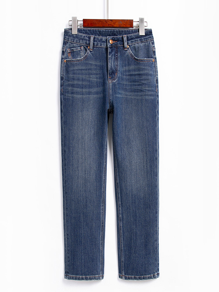 深蓝色直筒牛仔裤女小个子2025年秋季新款显瘦弹力九分法棍烟管裤,女装/女士精品,牛仔裤,淘宝优惠券,粉丝福利购,淘宝优惠卷