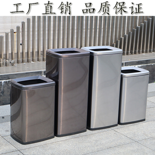 酒店不锈钢垃圾桶30L大容量走廊电梯洗手间敞口无盖擦手纸直筒