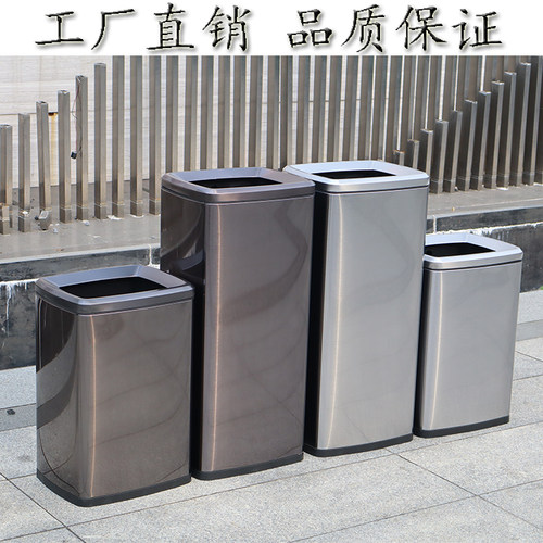 酒店不锈钢垃圾桶30L大容量走廊电梯洗手间敞口无盖擦手纸直筒