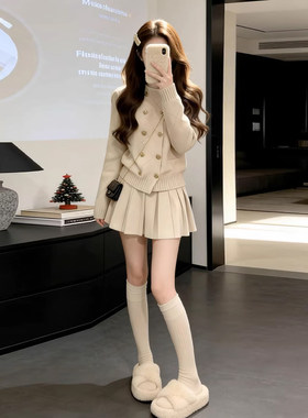 富家千金风毛衣连衣裙子女早春2026新款巨好看穿搭一整套短裙套装
