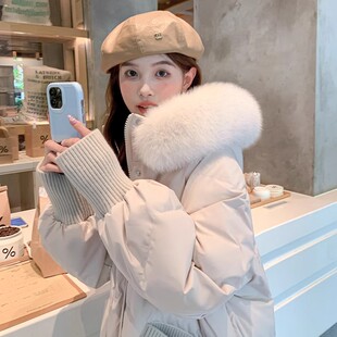 日系2025年新款特大码羽绒服女胖mm200斤中长款宽松韩版加厚外套