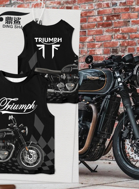 凯旋Triumph摩托车765机车T120骑行服冰丝速干背心男士无袖t恤衫