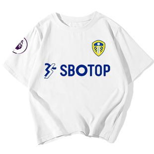 利兹联足球俱乐部白军白玫瑰球迷队服短袖t恤衫男女半袖球衣服装