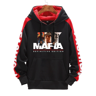 四海兄弟Mafia黑手党steam游戏拼接连帽卫衣男女学生外套帽衫衣服