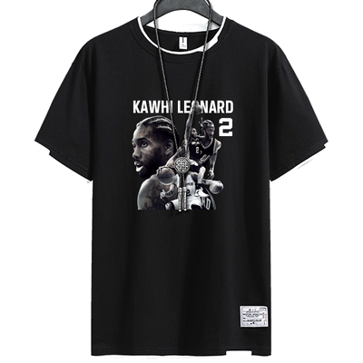 Kawhi Leonard科怀伦纳德篮球运动t恤衫短袖男假两件半袖莱昂纳德