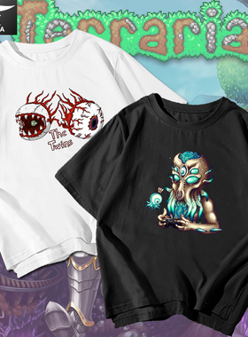 STEAM游戏泰拉瑞亚Terraria周边t恤衫短袖男女纯棉半截袖衣服体恤