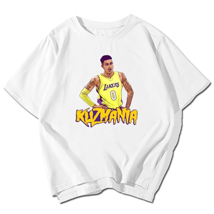 湖人队0号库兹马kuzmania同款t恤衫短袖篮球运动半截袖男女球迷服