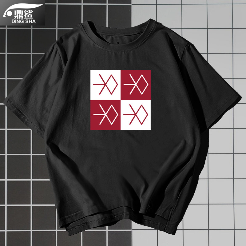 exo四巡演唱会周边光baekhyun边伯贤同款t恤短袖男女半截袖上衣服