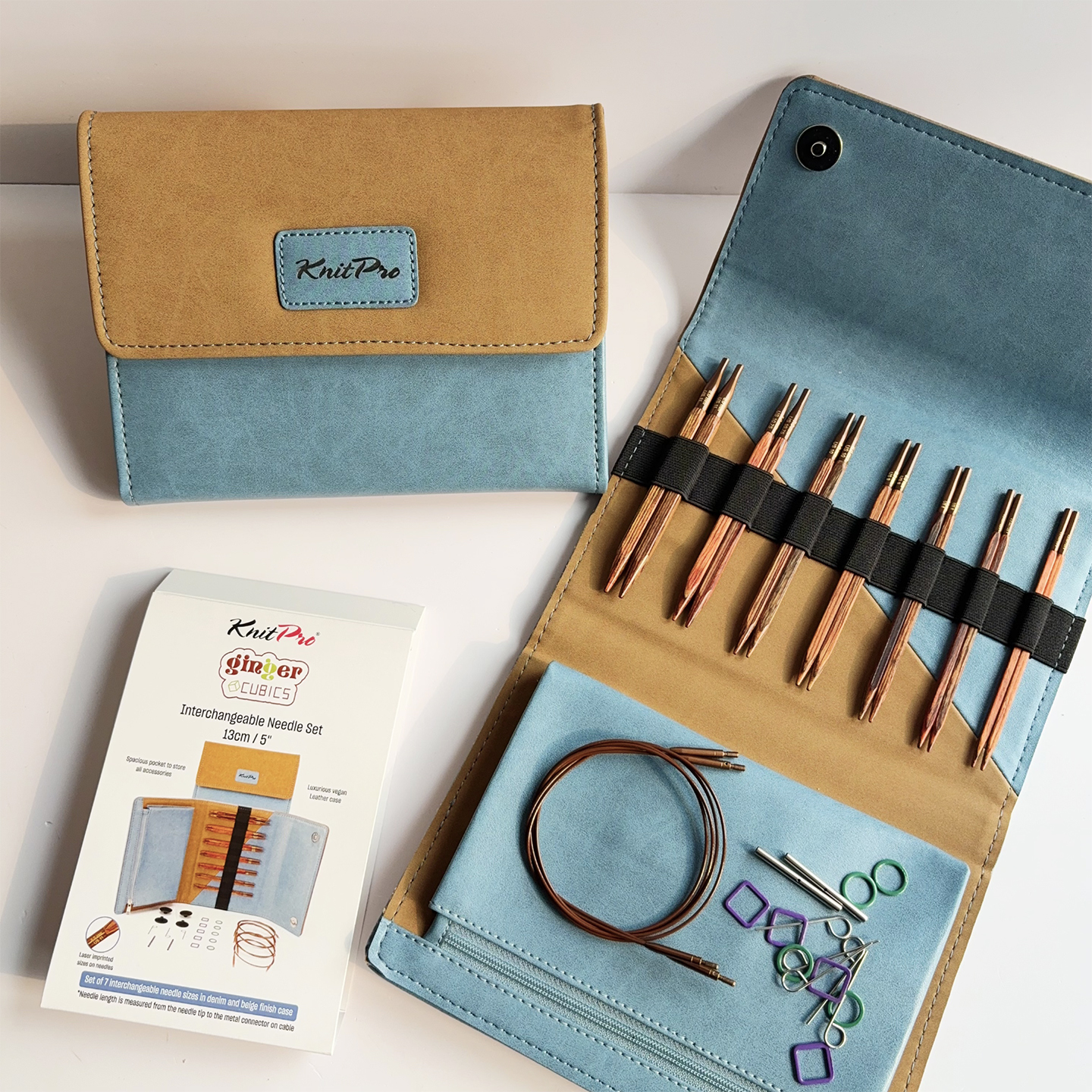 Knitpro Ginger立方体可拆卸套装常规针头毛衣针编织工具