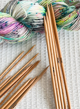 KnitPro Basix 20cm天然榉木双头直针进口毛衣针棒针直针编织工具