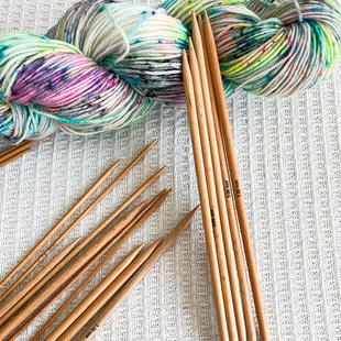 KnitPro Basix 20cm天然榉木双头直针进口毛衣针棒针直针编织工具