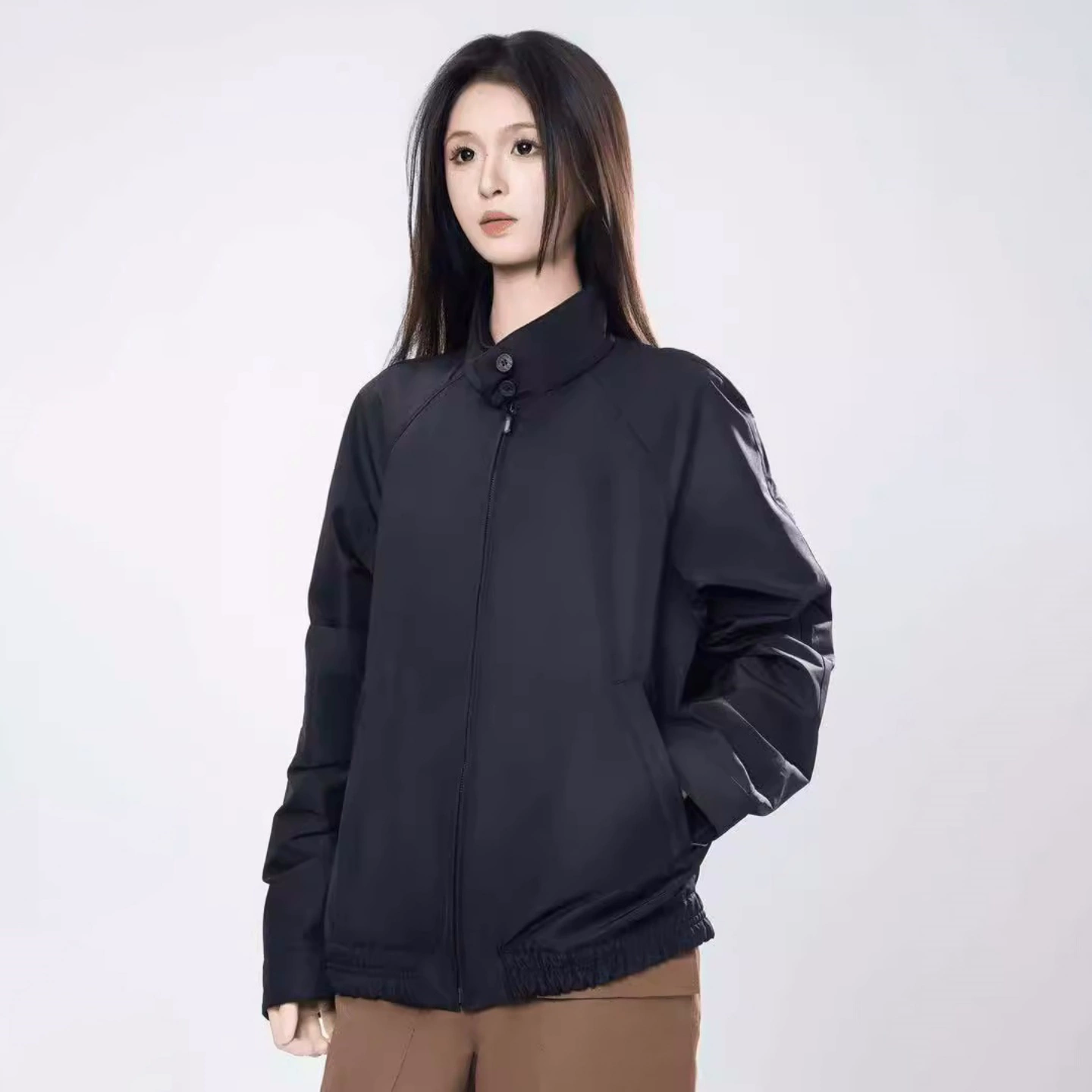阿玛施拉链外套女装风衣立领百搭