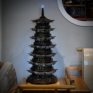 金丝楠木阴沉木玲珑塔雷峰塔模型摆件实木工艺品家居装饰品送礼
