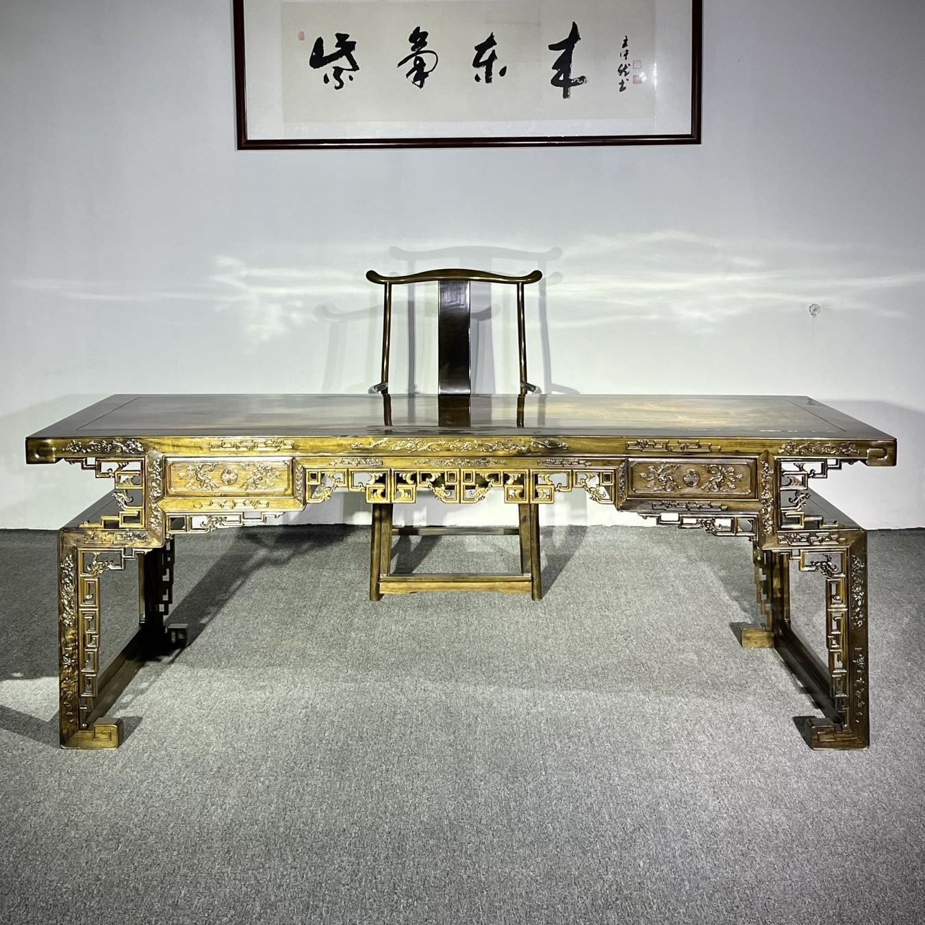 金丝楠木阴沉木画案书桌椅子组合其它案台