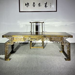 金丝楠木阴沉木画案书桌椅子组合四川小叶桢楠乌木实木中式老板桌