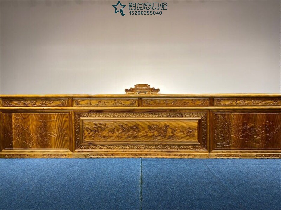 品质3.68米金丝楠木办公桌小叶桢楠大班台实木书桌新中式红木家具