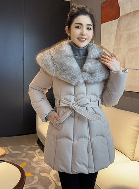 冬季轻奢欧版大毛领收腰显瘦棉服