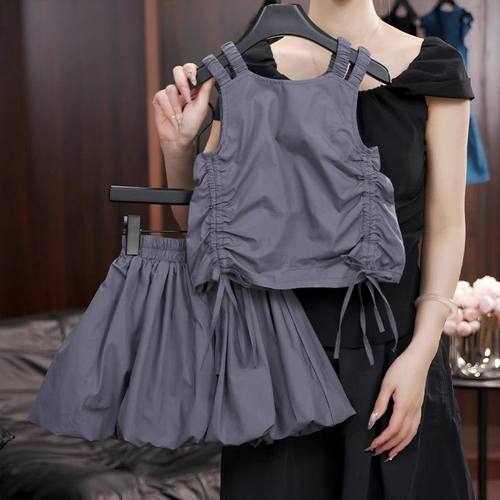 女童吊带背心套装夏季百搭新款潮儿童森系夏装女孩短裙两件套洋气